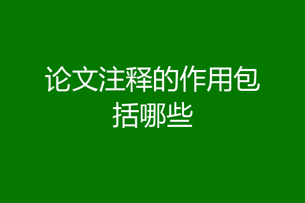 论文注释的作用包括哪些