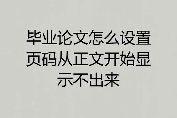 毕业论文怎么设置页码从正文开始显示不出来