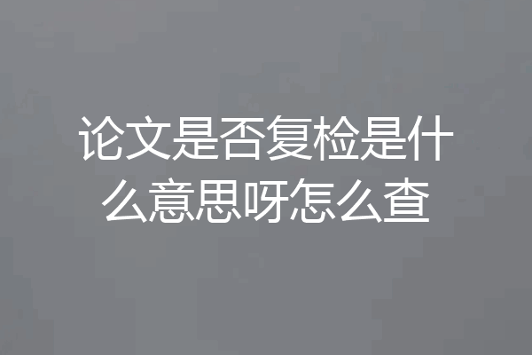 论文是否复检是什么意思呀怎么查