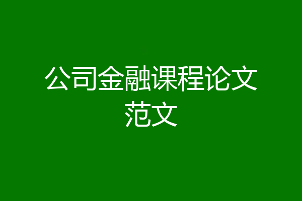 公司金融课程论文范文