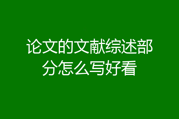 论文的文献综述部分怎么写好看