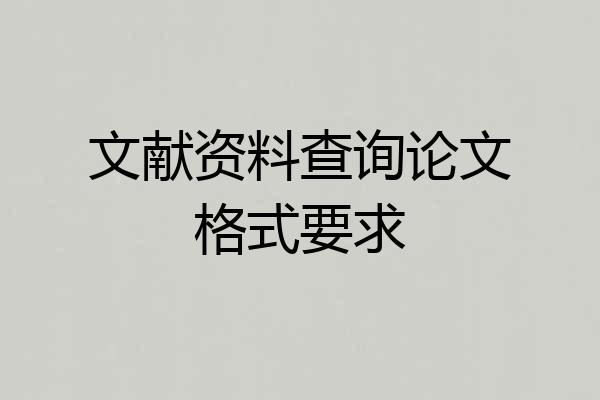 文献资料查询论文格式要求