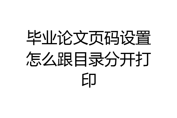 毕业论文页码设置怎么跟目录分开打印