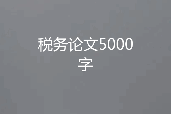 税务论文5000字