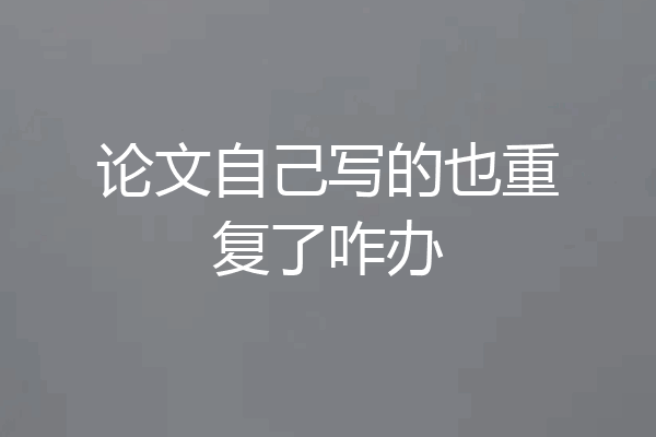 论文自己写的也重复了咋办