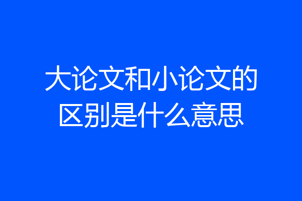 大论文和小论文的区别是什么意思