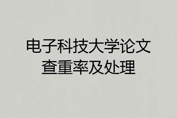 电子科技大学论文查重率及处理