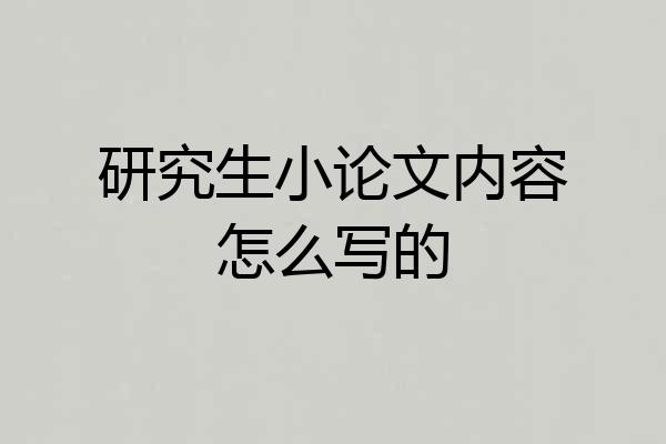 研究生小论文内容怎么写的