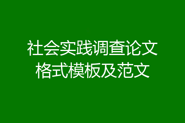 社会实践调查论文格式模板及范文