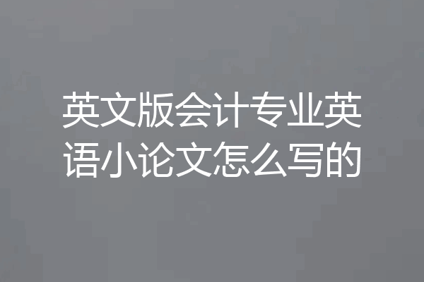 英文版会计专业英语小论文怎么写的