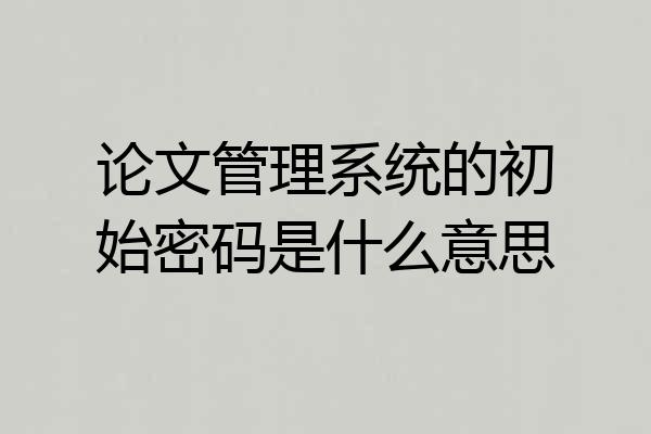 论文管理系统的初始密码是什么意思