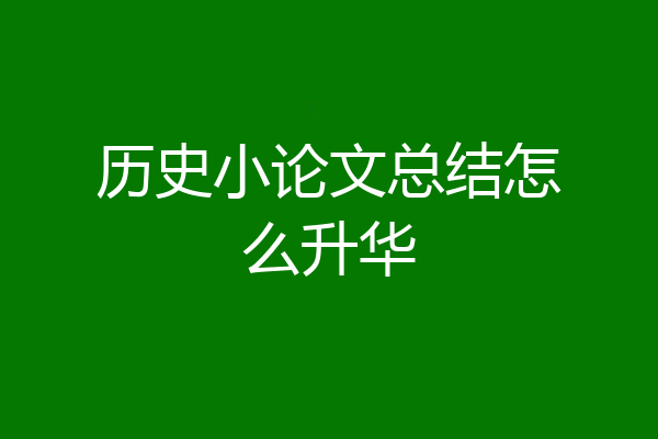 历史小论文总结怎么升华