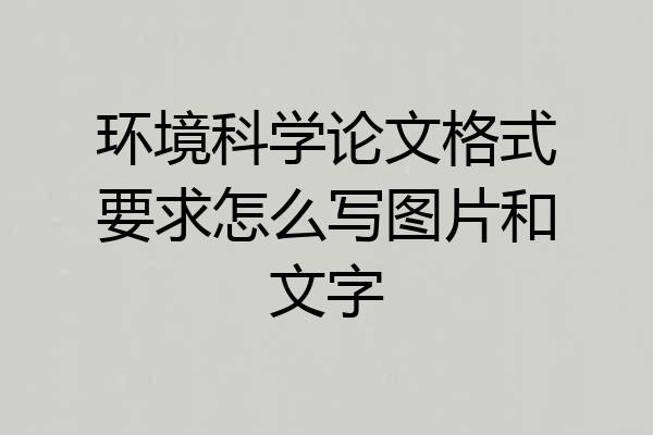 环境科学论文格式要求怎么写图片和文字