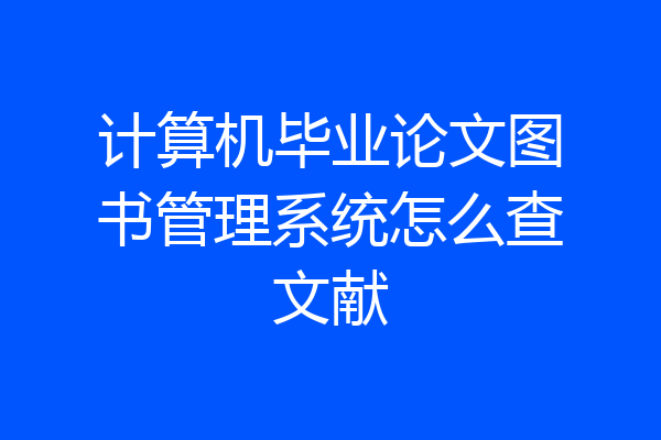 计算机毕业论文图书管理系统怎么查文献