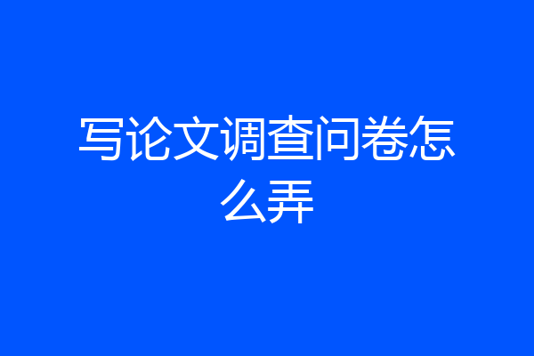 写论文调查问卷怎么弄