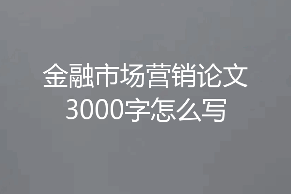 金融市场营销论文3000字怎么写