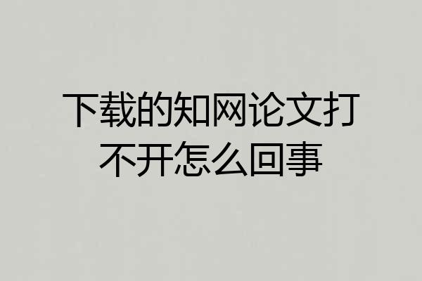 下载的知网论文打不开怎么回事