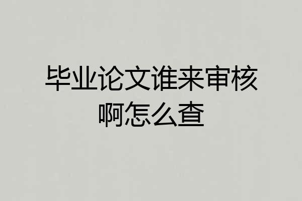 毕业论文谁来审核啊怎么查