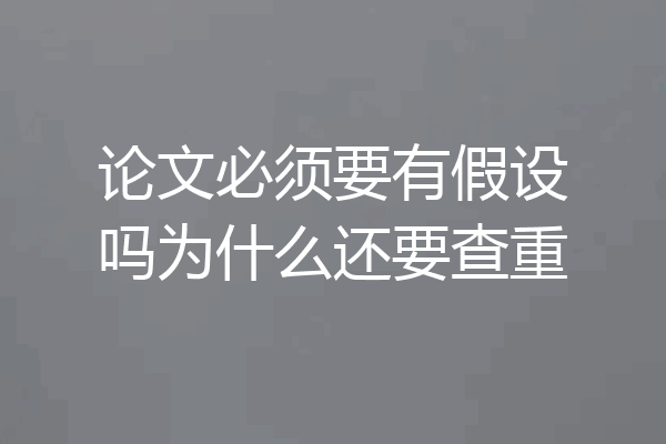 论文必须要有假设吗为什么还要查重