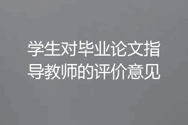 学生对毕业论文指导教师的评价意见