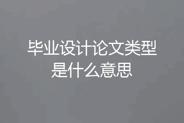 毕业设计论文类型是什么意思