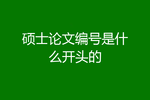 硕士论文编号是什么开头的