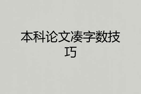 本科论文凑字数技巧