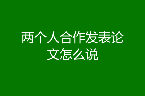 两个人合作发表论文怎么说
