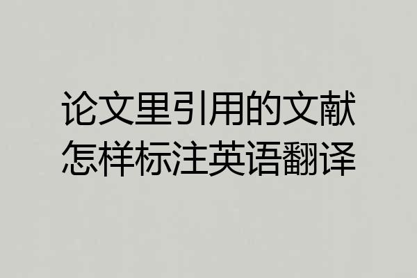 论文里引用的文献怎样标注英语翻译
