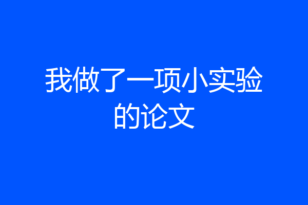 我做了一项小实验的论文