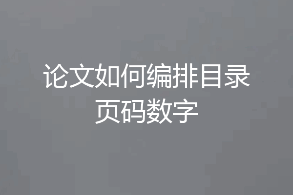论文如何编排目录页码数字