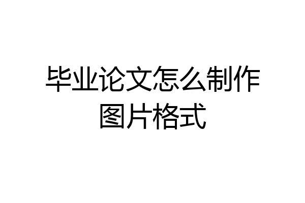 毕业论文怎么制作图片格式