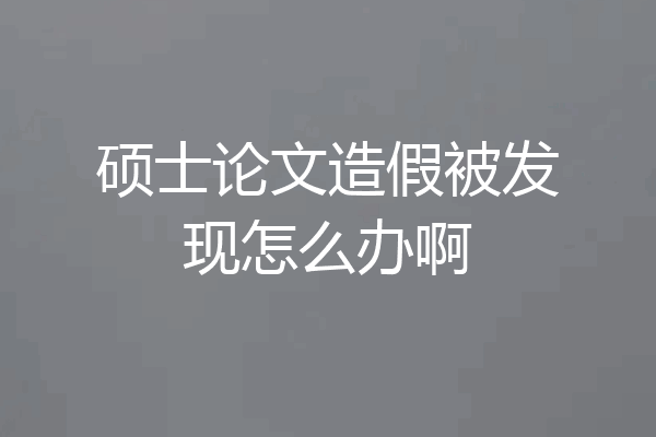 硕士论文造假被发现怎么办啊