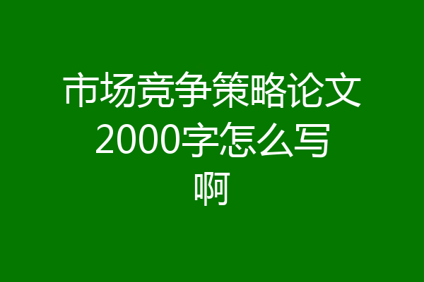 市场竞争策略论文2000字怎么写啊