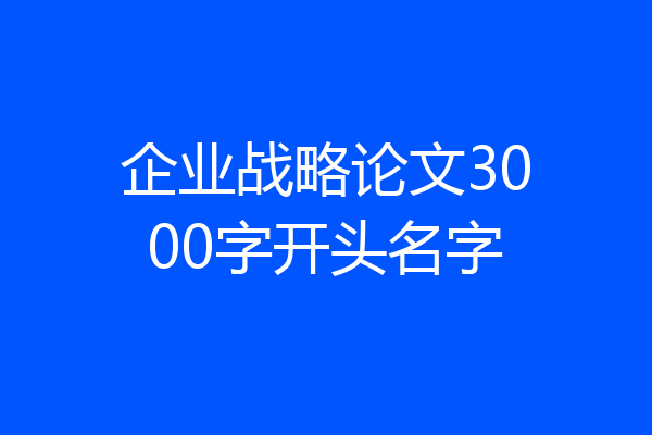 企业战略论文3000字开头名字