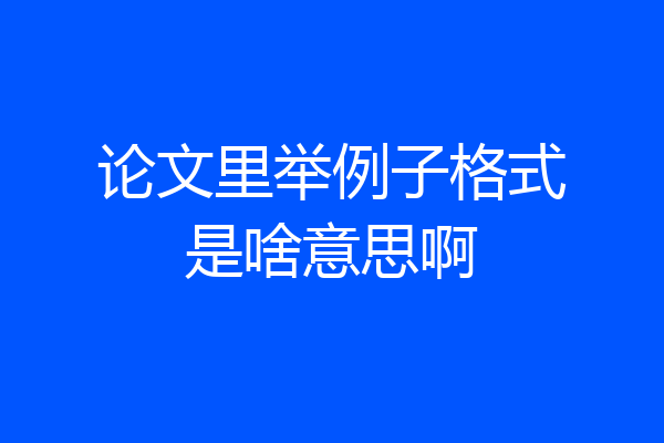 论文里举例子格式是啥意思啊