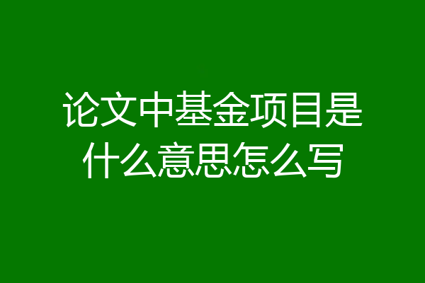 论文中基金项目是什么意思怎么写