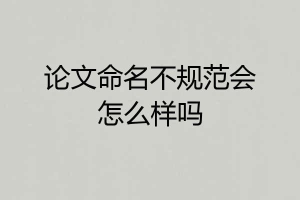 论文命名不规范会怎么样吗