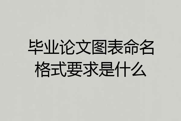 毕业论文图表命名格式要求是什么