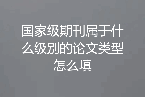 国家级期刊属于什么级别的论文类型怎么填