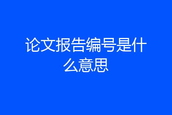 论文报告编号是什么意思