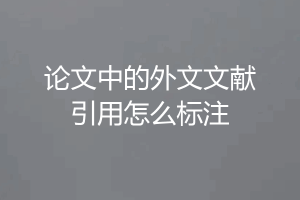 论文中的外文文献引用怎么标注