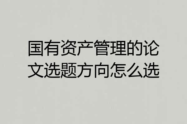 国有资产管理的论文选题方向怎么选