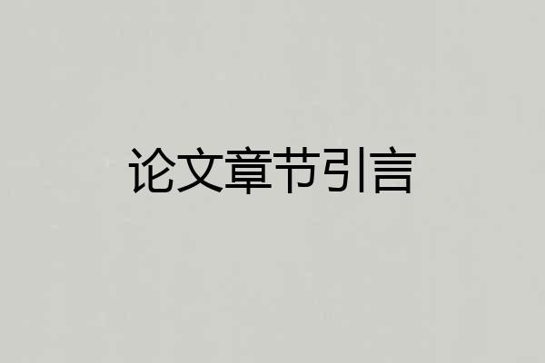 论文章节引言