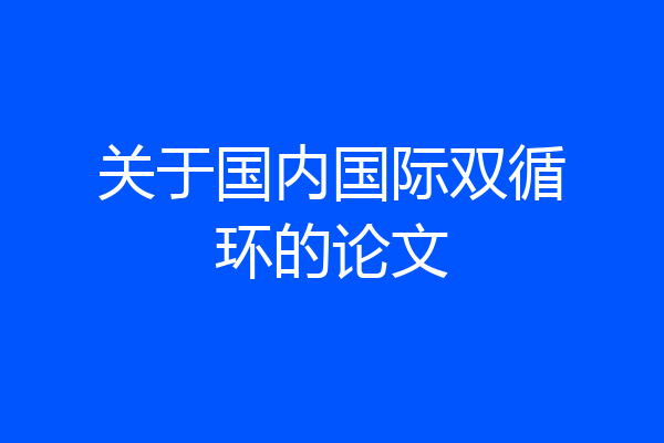 关于国内国际双循环的论文