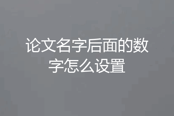 论文名字后面的数字怎么设置