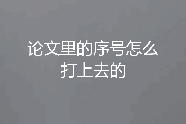 论文里的序号怎么打上去的