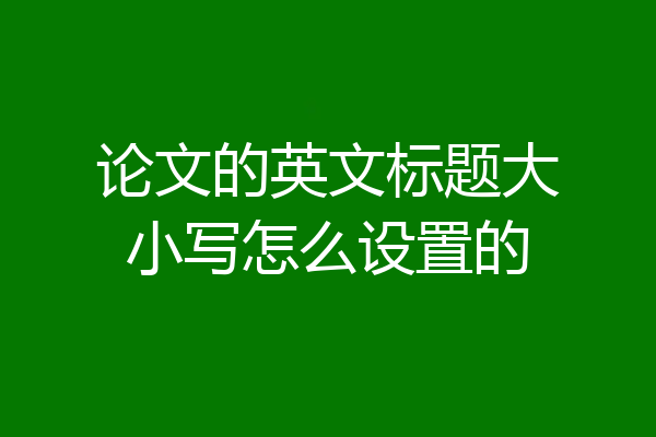 论文的英文标题大小写怎么设置的