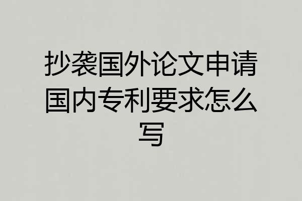 抄袭国外论文申请国内专利要求怎么写