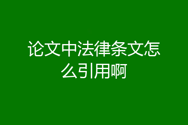 论文中法律条文怎么引用啊